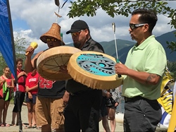 Traditional Welcome for the athletes in Lake Cowichan